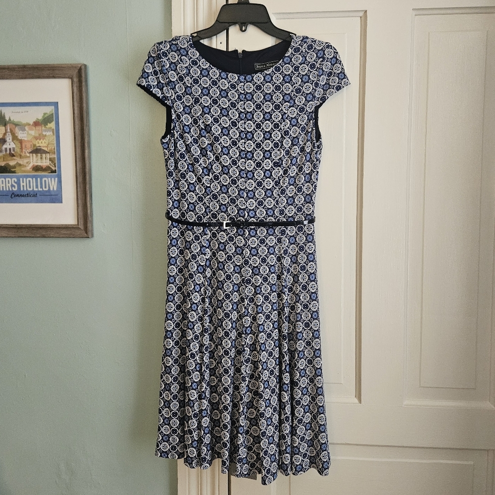 Jessica Howard Navy Printed Fit & Flare Dress – New Without Tags